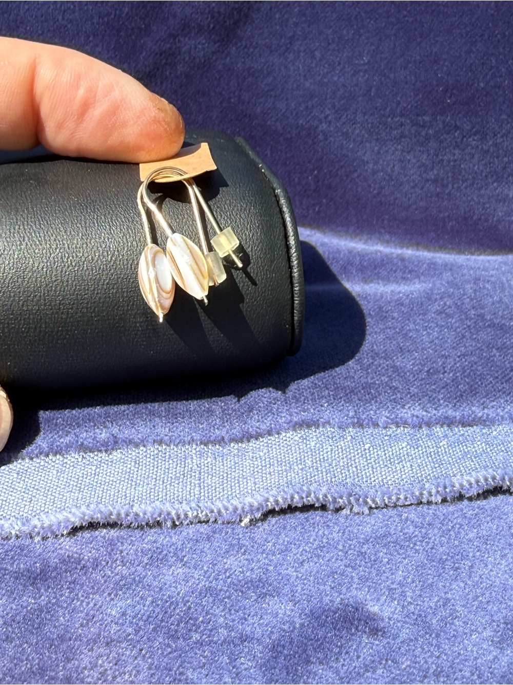 Hand Crafted Gold and White Drop Earrings